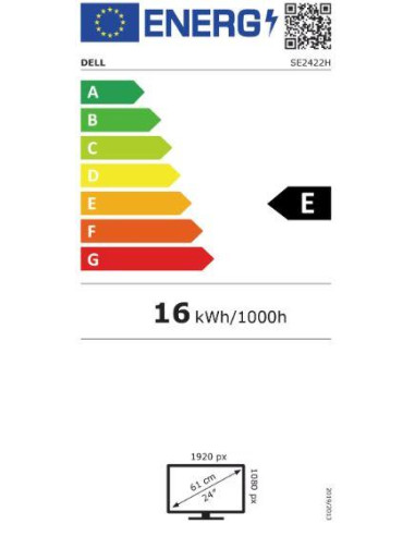 210-AZGT LCD Monitor, DELL, SE2422H, 23.8", Business, Panel VA, 1920x1080, 16:9, 75Hz, Matte, 5 ms, Tilt, Colour Black, 210-AZGT