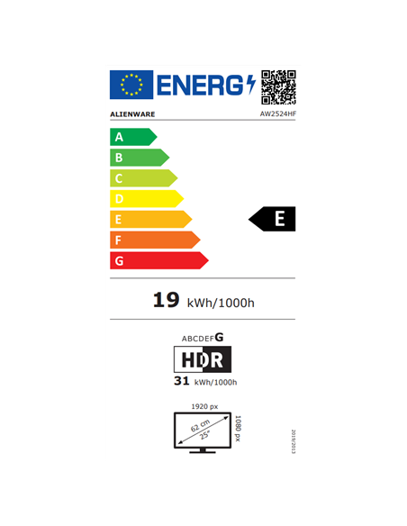 Dell | Gaming Monitor | AW2524HF | 25 " | IPS | FHD | 16:9 | 500 Hz | 1 ms | 1920 x 1080 | HDMI ports quantity 1 | Black