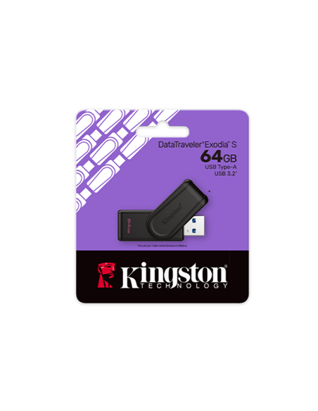 Kingston USB Flash Drive | DataTraveler Exodia S | 64 GB | USB 3.2 Gen 1 | Black