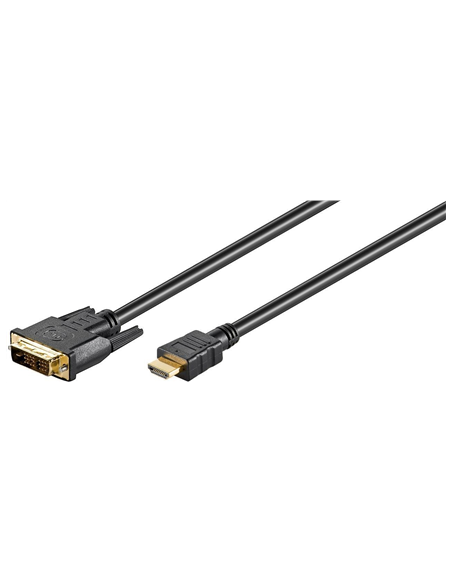 Goobay | DVI-D/HDMI cable, gold-plated | DVI-D male Single-Link (18+1 pin) | HDMI male (type A) | HDMI to DVI-D | 1.5 m
