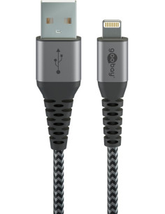 Goobay | Lightning to USB-A Textile Cable with Metal...
