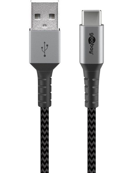Goobay | USB-C to USB-A Textile Cable with Metal Plugs | 49296 | USB-C to USB-A