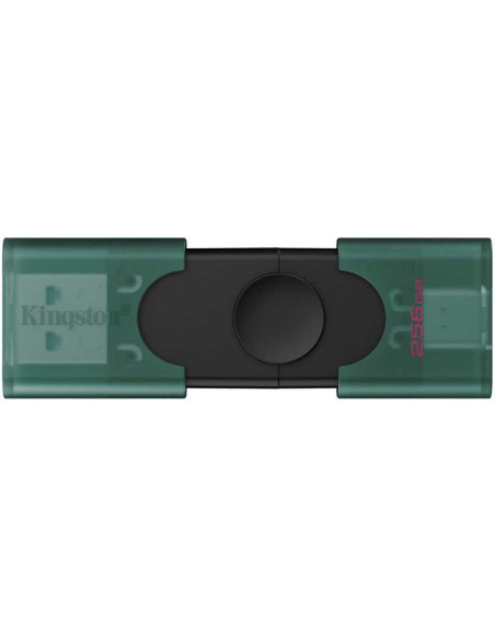 Kingston USB Flash Drive | DataTraveler Duo | 256 GB | USB Type-A and USB Type-C | Black/Green