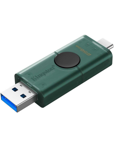 Kingston USB Flash Drive | DataTraveler Duo | 256 GB | USB Type-A and USB Type-C | Black/Green