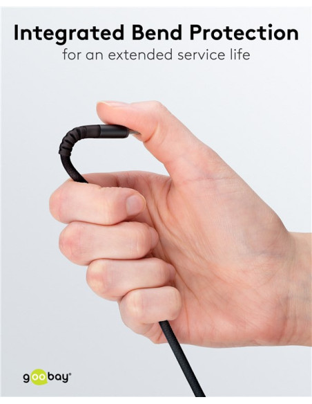 Goobay USB-C to USB-A Supersoft Textile Cable with Metal Plugs | 74526 | USB-C to USB-A