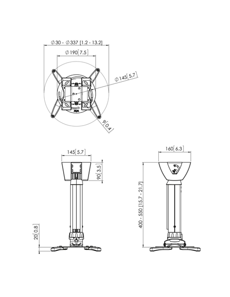 Vogels | Projector Ceiling mount | PPC1540W | Maximum weight (capacity) 15 kg | White