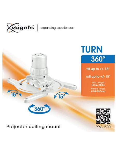 Vogels | Projector Ceiling mount | Turn, Tilt | Maximum weight (capacity) 15 kg | White