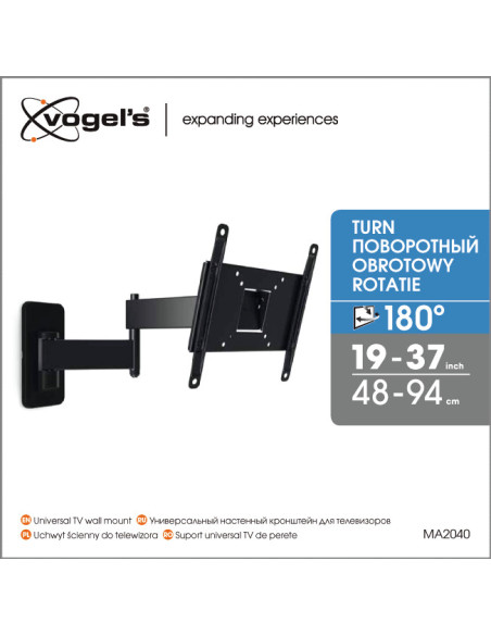 Vogels | Wall mount | MA2040-A1 | Full motion | 19-40 " | Maximum weight (capacity) 15 kg | Black