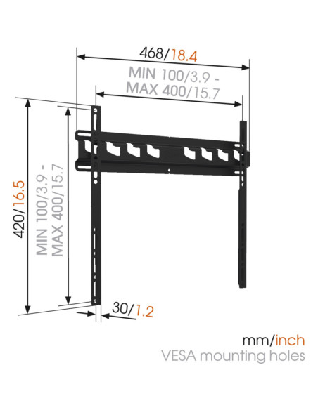 Vogels | Wall mount | MA3000-A | Fixed | 32-55 " | Maximum weight (capacity) 60 kg | Black