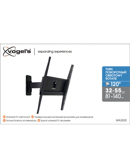 Vogels | Wall mount | MA3030-A1 | Full motion | 32-65 " | Maximum weight (capacity) 25 kg | Black