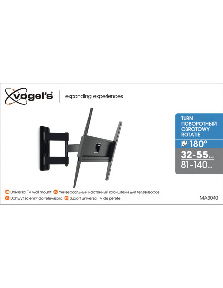 Vogels | Wall mount | MA3040-A1 | Full Motion | 32-65 " | Maximum weight (capacity) 25 kg | Black