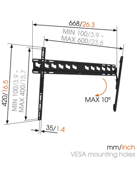 Vogels | Wall mount | MA4010-A1 | Tilt | 40-65 " | Maximum weight (capacity) 60 kg | Black