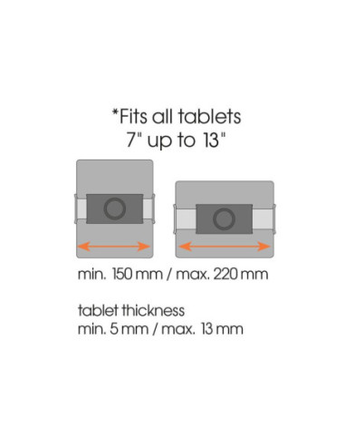 Vogels TMS 1050 Tablet Dashboard Pack | 7-13 " | Maximum weight (capacity) 1 kg | Black