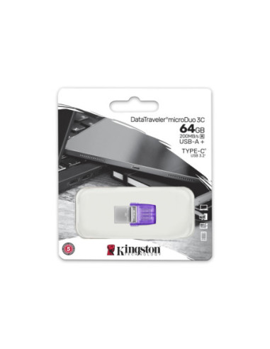 Kingston | DataTraveler | DT Micro Duo 3C | 64 GB | USB Type-C and Type-A | Purple