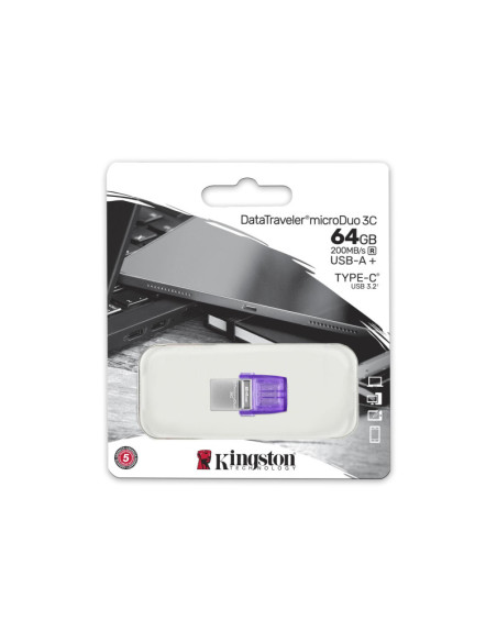 Kingston | DataTraveler | DT Micro Duo 3C | 64 GB | USB Type-C and Type-A | Purple
