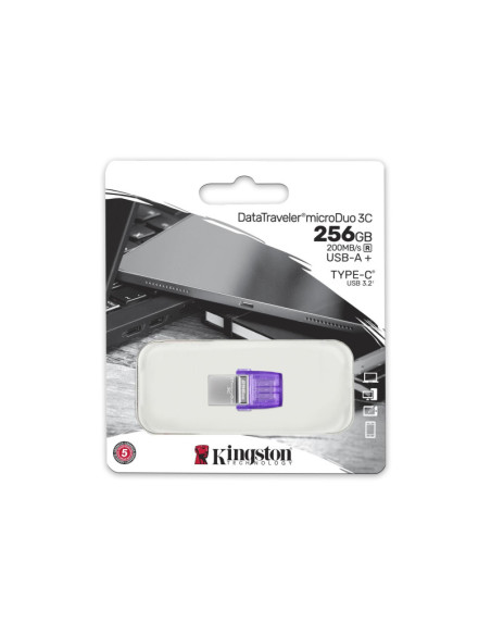 Kingston | DataTraveler | DT Micro Duo 3C | 256 GB | USB Type-C and Type-A | Purple