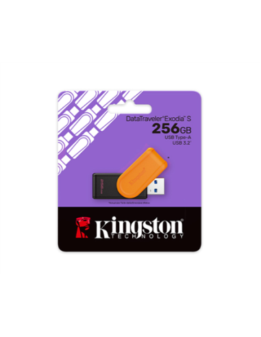 Kingston USB Flash Drive | DataTraveler Exodia S | 256 GB | USB 3.2 Gen 1 | Black/Orange