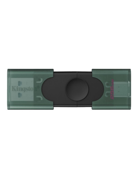 Kingston USB Flash Drive | DataTraveler Duo | 256 GB | USB Type-A and USB Type-C | Black/Green