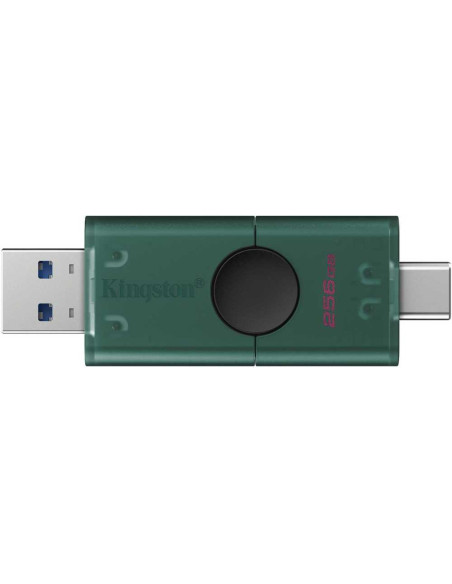 Kingston USB Flash Drive | DataTraveler Duo | 256 GB | USB Type-A and USB Type-C | Black/Green