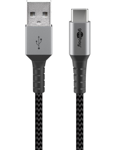 Goobay | USB-C to USB-A Textile Cable with Metal Plugs | 49296 | USB-C to USB-A