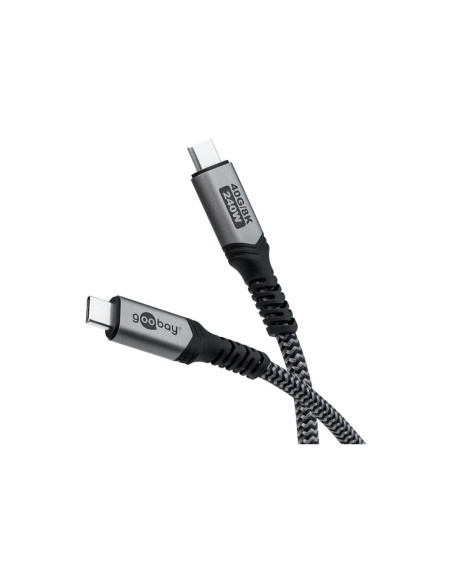 Goobay | USB-C Cable with Textile Sheath, USB4, 240 W, 40 Gbit/s, Power Delivery, 0.5 m, Black/Grey | 74210