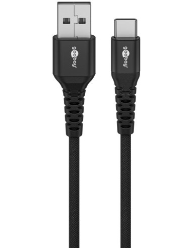 Goobay | USB-C to USB-A Supersoft Textile Cable with Metal Plugs | 74526 | USB-C to USB-A
