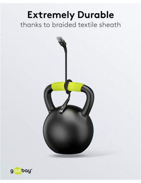 Goobay | USB-C to USB-A Supersoft Textile Cable with Metal Plugs | 74526 | USB-C to USB-A