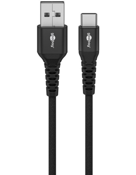 Goobay | USB-C to USB-A Supersoft Textile Cable with Metal Plugs | 74527