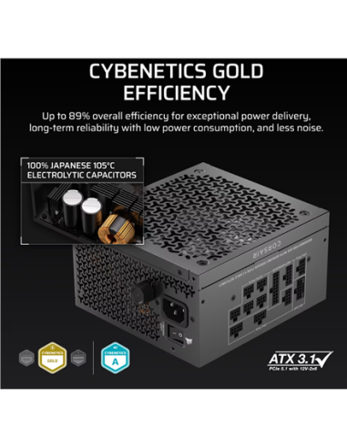 Corsair Fully Modular ATX Power Supply (EU) | RM1000x SHIFT | 1000 W | Black