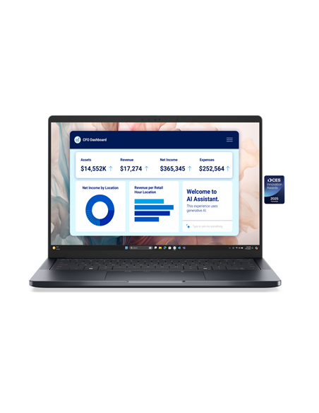 Dell Pro Premium 14 PA14250 | 14 " | FHD+ | Anti-glare | Intel Core Ultra 7 | 266V | 16 GB | LPDDR5x | Solid-state drive capaci