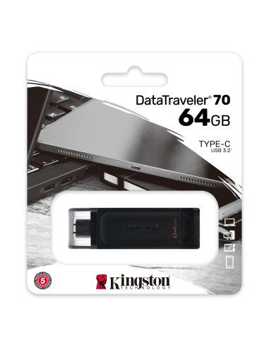 Kingston | DataTraveler 70 | 64 GB | USB Type-C | Black