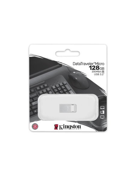 Kingston | USB 3.2 Flash Drive | DataTraveler micro | 128 GB | USB Type-A | Silver