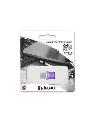 Kingston | DataTraveler | DT Micro Duo 3C | 64 GB | USB Type-C/Type-A | Purple