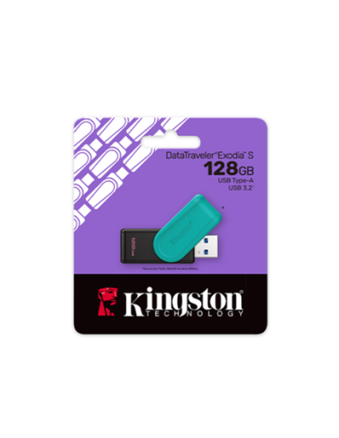 Kingston USB Flash Drive | DataTraveler Exodia S | 128 GB | USB Type-A | Black/Turquoise