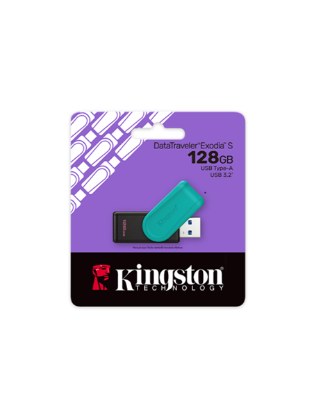 Kingston USB Flash Drive | DataTraveler Exodia S | 128 GB | USB Type-A | Black/Turquoise