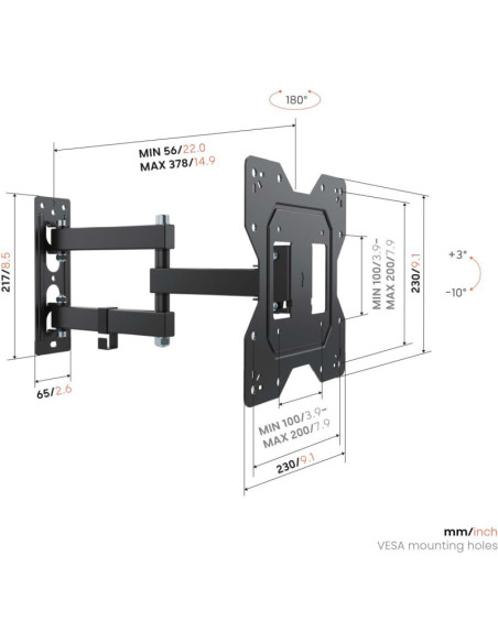 Vogels Wall mount | UP 2043 Full-Motion TV Wall Mount S | 19-43 " | Rotate, Tilt | Maximum weight (capacity) 20 kg | Black