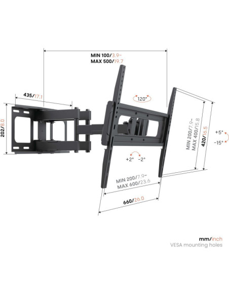 Vogels Wall mount | UP 6053 Full-Motion TV Wall Mount L | 40-80 " | Rotate, Tilt | Maximum weight (capacity) 40 kg | Black