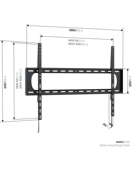 Vogels Wall mount | UP 9003 Fixed TV Wall Mount XL | 55-120 " | Fixed | Maximum weight (capacity) 120 kg | Black