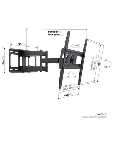 Vogels Wall mount | UP 4053 Full-Motion TV Wall Mount M | 32-65 " | Rotate, Tilt | Maximum weight (capacity) 40 kg | Black