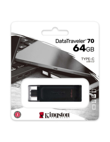 Kingston | DataTraveler 70 | 64 GB | USB Type-C | Black